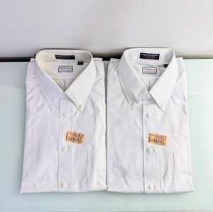 Vintage Hathaway Men's Oxford Dress Shirt White, 100% Cotton